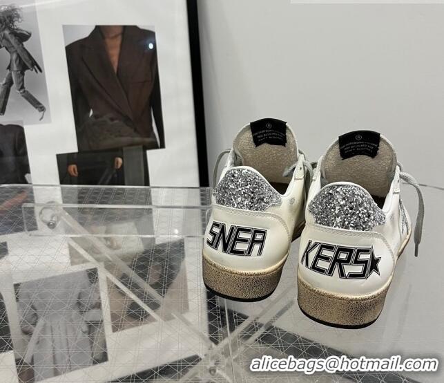 Top Quality Golden Goose GGDB Ball Star Calfskin Sneaker with 0812 Silver Glitter White 2023