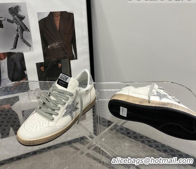 Top Quality Golden Goose GGDB Ball Star Calfskin Sneaker with 0812 Silver Glitter White 2023