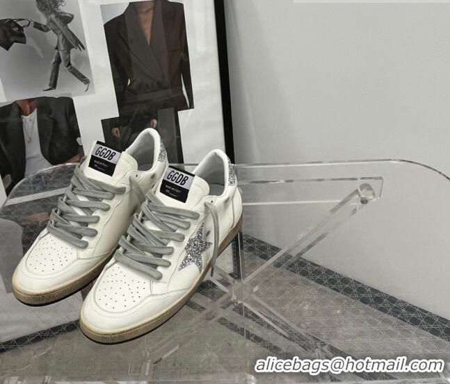 Top Quality Golden Goose GGDB Ball Star Calfskin Sneaker with 0812 Silver Glitter White 2023