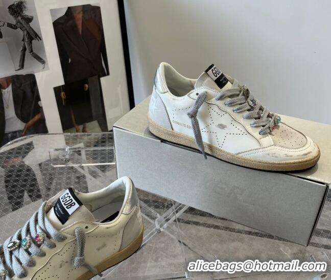 ​Discount Golden Goose GGDB Ball Star Calfskin Sneaker with Stone Charm 0813 White 2023