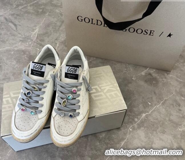 ​Discount Golden Goose GGDB Ball Star Calfskin Sneaker with Stone Charm 0813 White 2023