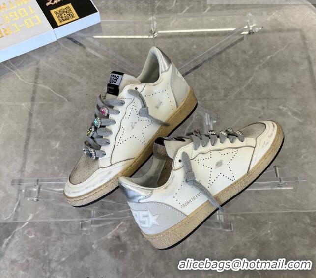 ​Discount Golden Goose GGDB Ball Star Calfskin Sneaker with Stone Charm 0813 White 2023