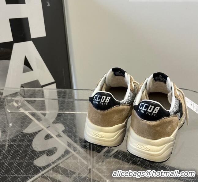 ​Promotional Golden Goose Running Sole Sneakers in Silver Glitter and Dove-gray Suede with 9047 black leather star 2023