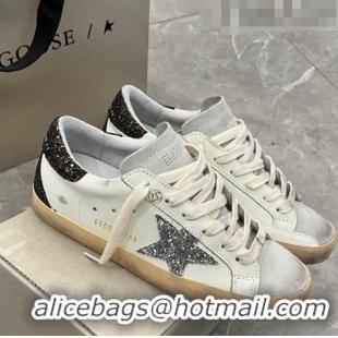 ​Promotional Golden Goose Super-Star Sneakers with silver star and brown glitter heel tab 9049 2023