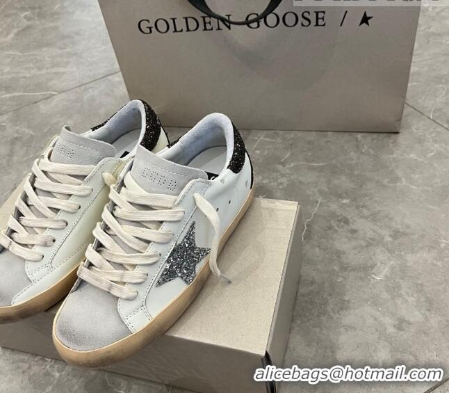 ​Promotional Golden Goose Super-Star Sneakers with silver star and brown glitter heel tab 9049 2023