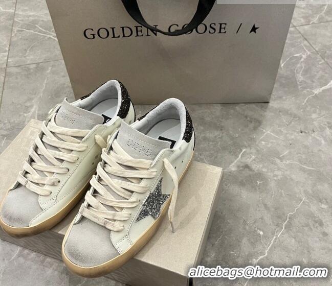 ​Promotional Golden Goose Super-Star Sneakers with silver star and brown glitter heel tab 9049 2023