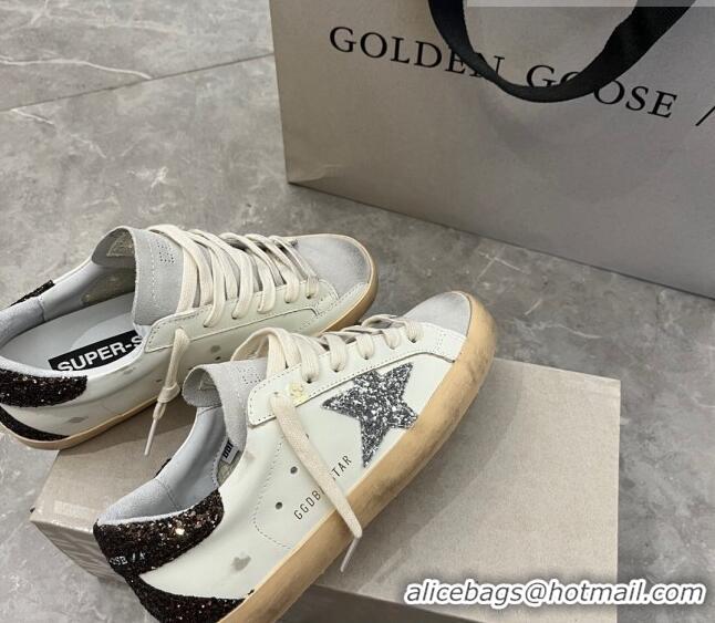 ​Promotional Golden Goose Super-Star Sneakers with silver star and brown glitter heel tab 9049 2023