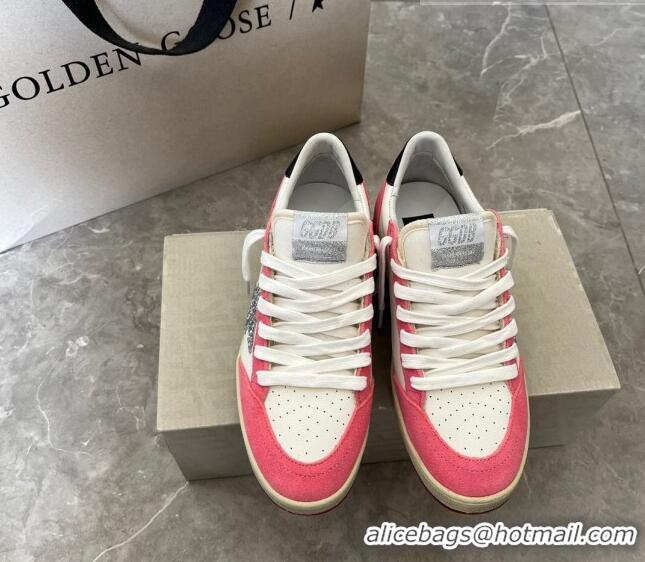 ​Promotional Golden Goose Ball Star sneakers in white nappa leather with silver glitter star and fluorescent lobster-col