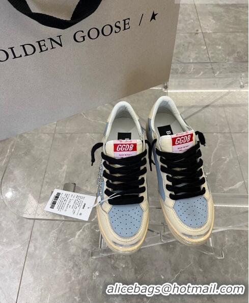 Good Looking Golden Goose Women’s Ball Star LAB Sneakers in smoky light-blue leather with Crystals 0107 2023