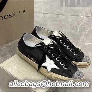 ​Grade Design Golden Goose V-Star 2 Sneakers in black nappa leather with white star and crystal 0108 2023