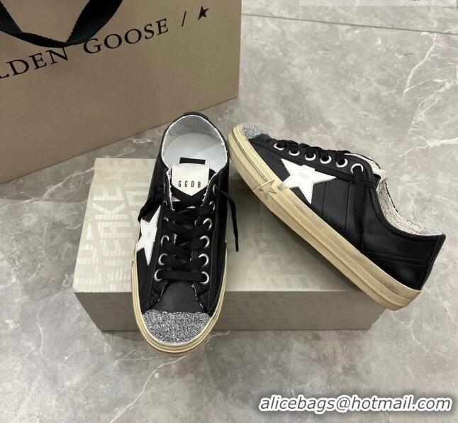 ​Grade Design Golden Goose V-Star 2 Sneakers in black nappa leather with white star and crystal 0108 2023