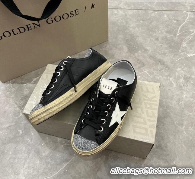 ​Grade Design Golden Goose V-Star 2 Sneakers in black nappa leather with white star and crystal 0108 2023