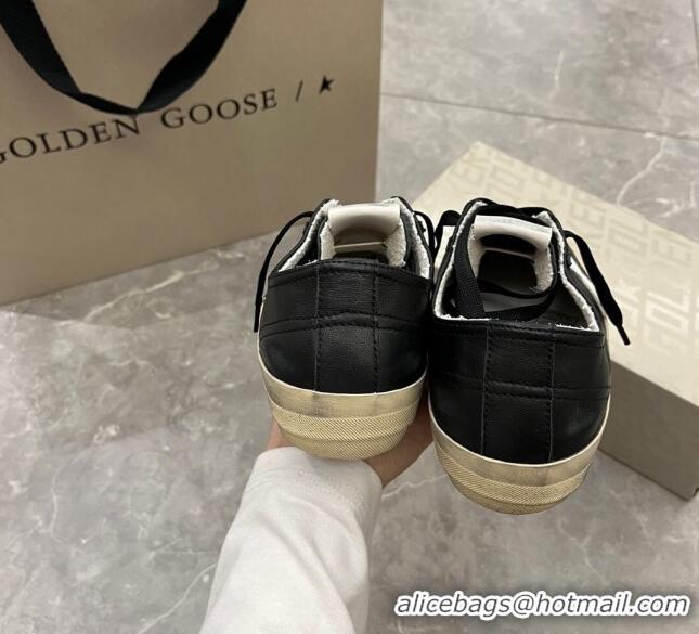 ​Grade Design Golden Goose V-Star 2 Sneakers in black nappa leather with white star and crystal 0108 2023