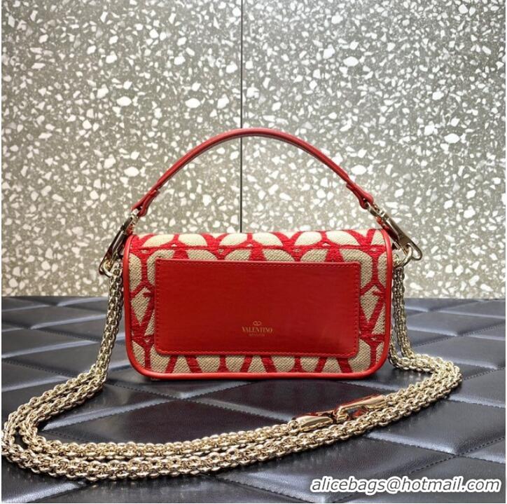 Classic Specials VALENTINO V-logo MINI LOCO sheepskin and fabric handbag QJ4A red