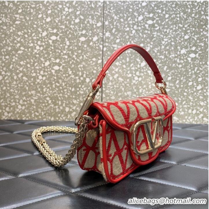 Classic Specials VALENTINO V-logo MINI LOCO sheepskin and fabric handbag QJ4A red