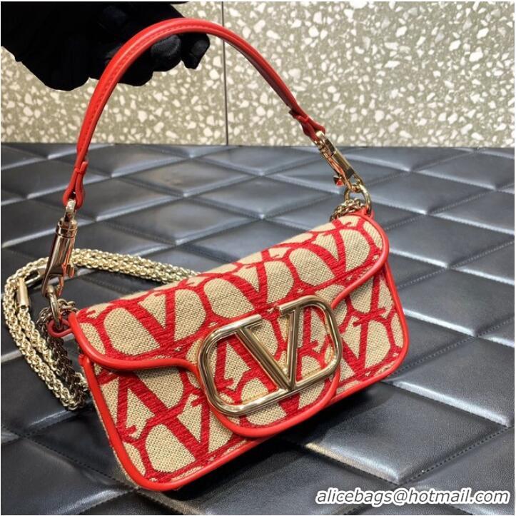 Classic Specials VALENTINO V-logo MINI LOCO sheepskin and fabric handbag QJ4A red