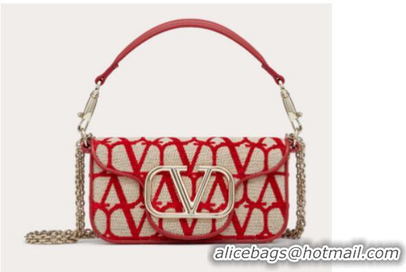 Classic Specials VALENTINO V-logo MINI LOCO sheepskin and fabric handbag QJ4A red