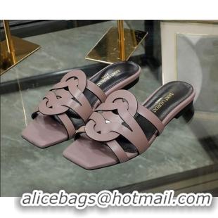 Grade Quality Saint Laurent Lambskin Flat Slide Sandals Powder Pink 30324051