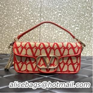 Buy Fashionable VALENTINO V-logo LOCO sheepskin and fabric handbag 0L96 red