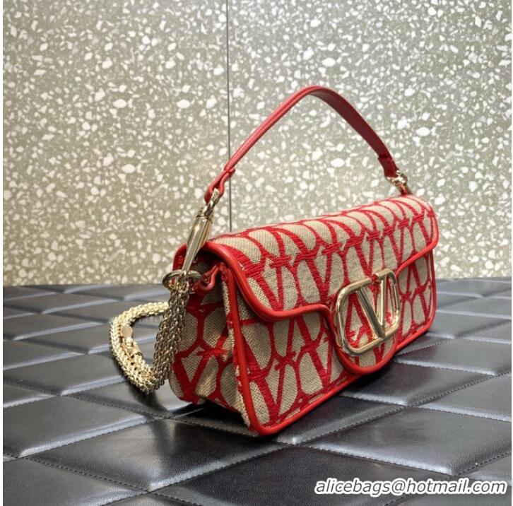 Buy Fashionable VALENTINO V-logo LOCO sheepskin and fabric handbag 0L96 red