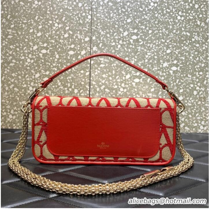 Buy Fashionable VALENTINO V-logo LOCO sheepskin and fabric handbag 0L96 red