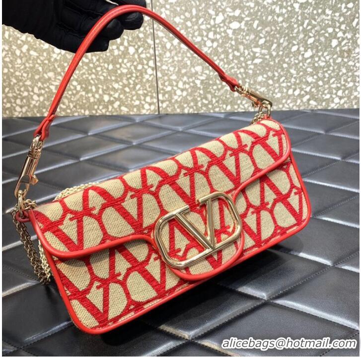 Buy Fashionable VALENTINO V-logo LOCO sheepskin and fabric handbag 0L96 red