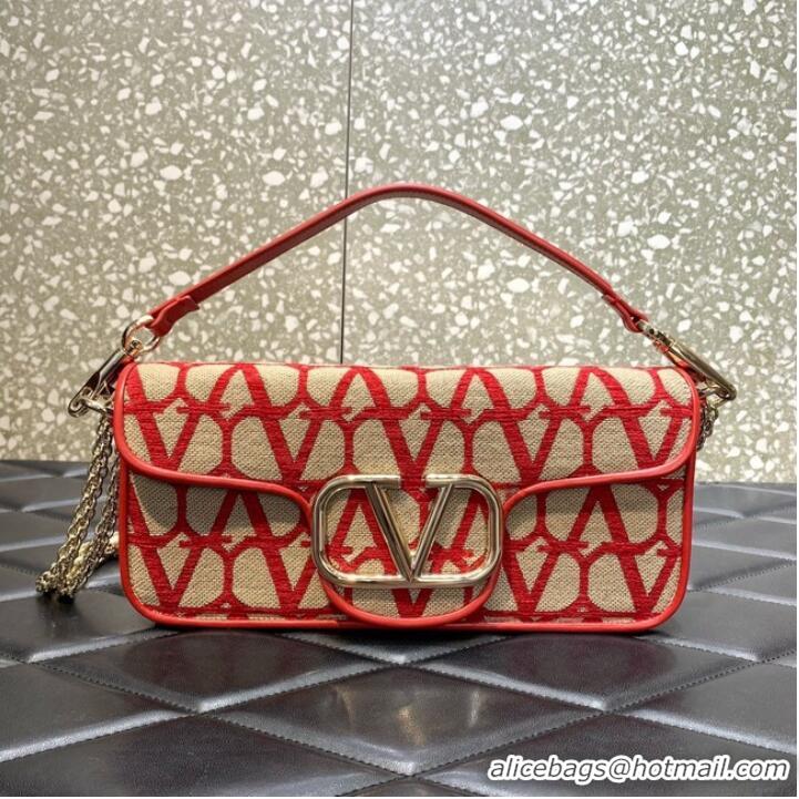 Buy Fashionable VALENTINO V-logo LOCO sheepskin and fabric handbag 0L96 red