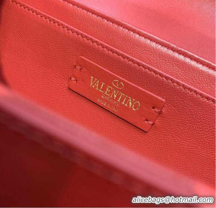 Top Grade VALENTINO V-logo LOCO sheepskin and fabric handbag 2560 red