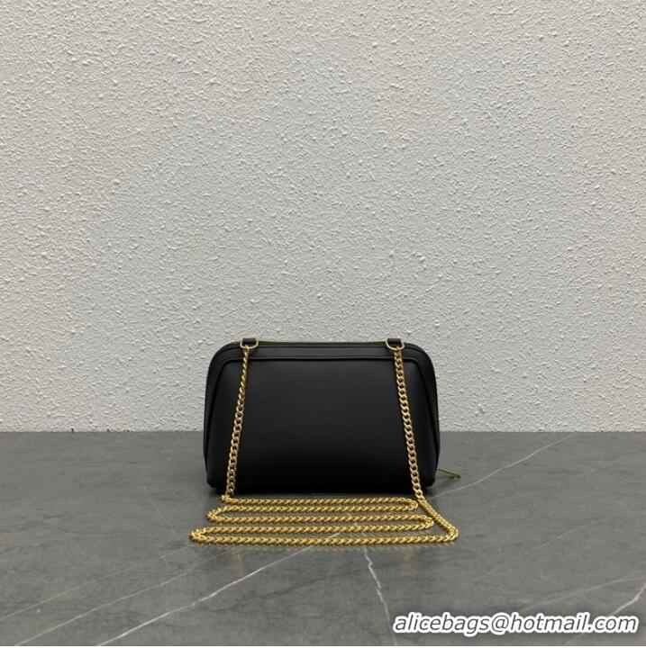 Famous Brand Celine CLUTCH WITH CHAIN IN TRIOMPHE LAMBSKIN 100382 black