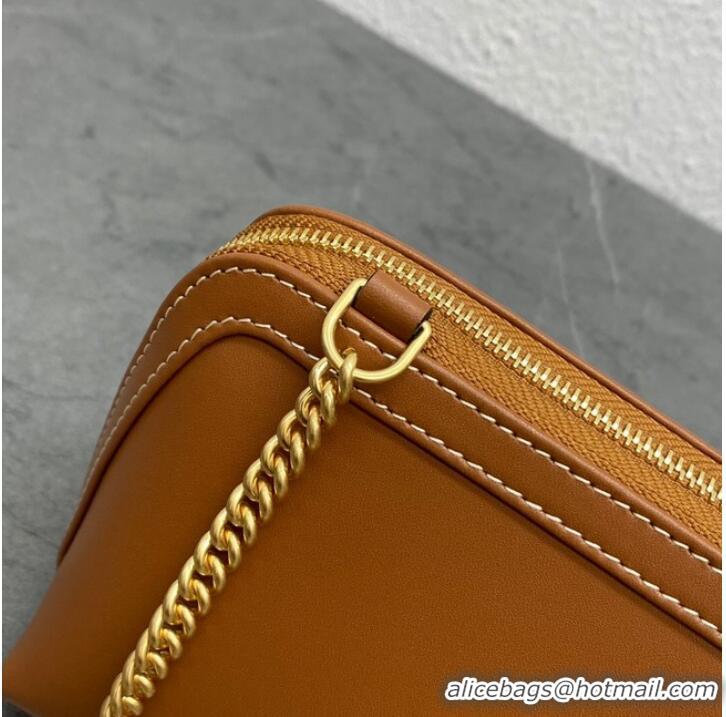 Promotional Celine CLUTCH WITH CHAIN IN TRIOMPHE LAMBSKIN 100382 TAN