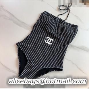 Super Quality Chanel Striped Swimwear 0510 White/Black 2023