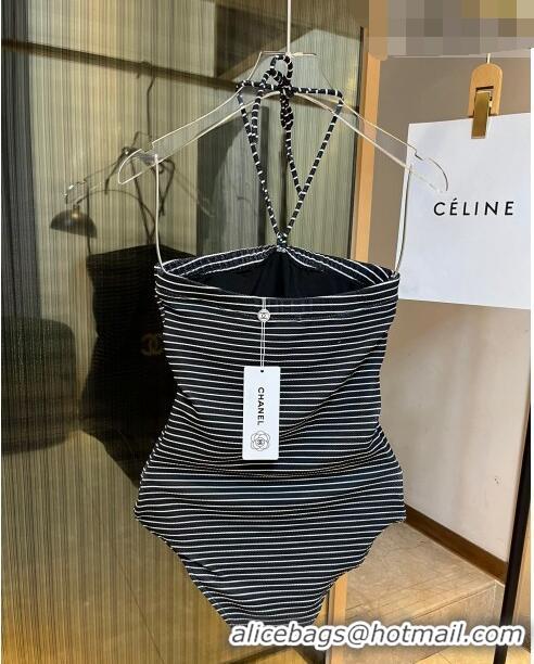 Super Quality Chanel Striped Swimwear 0510 White/Black 2023