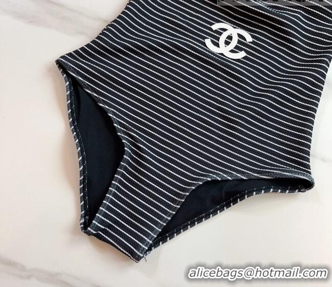 Super Quality Chanel Striped Swimwear 0510 White/Black 2023