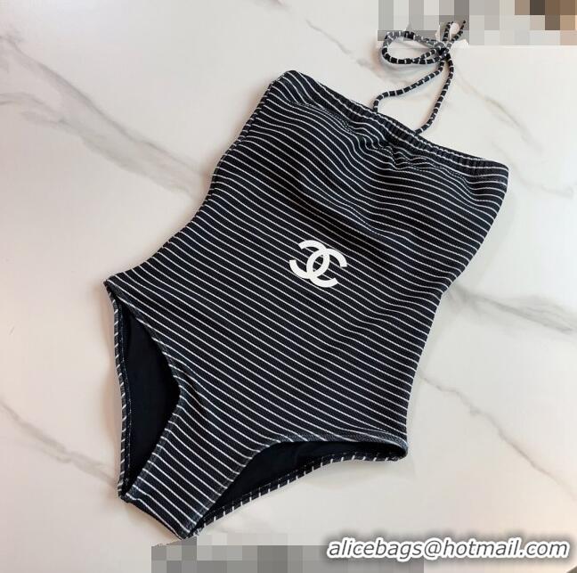 Super Quality Chanel Striped Swimwear 0510 White/Black 2023