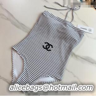 ​Super Quality Chanel Striped Swimwear 0510 White/Black 2023