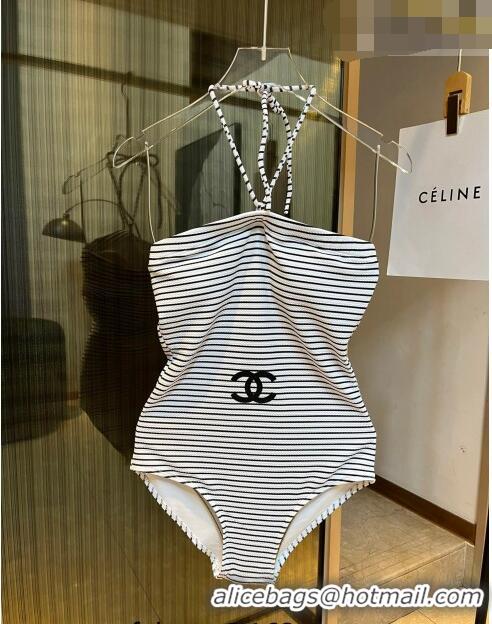 ​Super Quality Chanel Striped Swimwear 0510 White/Black 2023