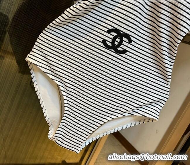 ​Super Quality Chanel Striped Swimwear 0510 White/Black 2023