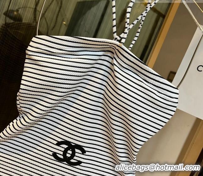 ​Super Quality Chanel Striped Swimwear 0510 White/Black 2023