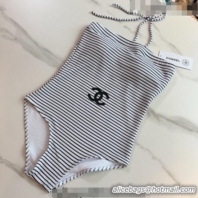 ​Super Quality Chanel Striped Swimwear 0510 White/Black 2023