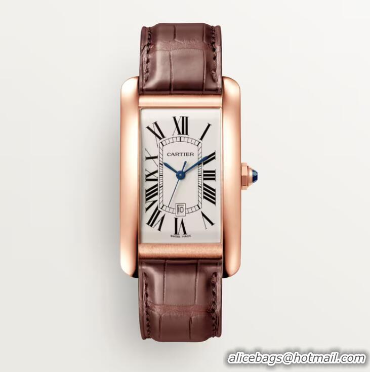 Cartier Tank Americaine Fashionable 18k Rose Gold Ladies Swiss Quartz Wristwatch-W2607456