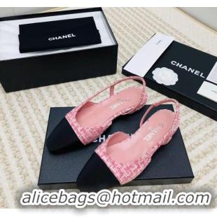 New Arrivals Chanel Tweed & Grosgrain Slingbacks C85203 Pink/Black