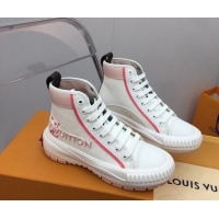 Low Price Louis Vuitton Lv Squad High-top Sneakers in Printed Canvas Pink 022892