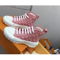 Grade Quality Louis Vuitton Lv Squad High-top Sneakers in Pink Monogram Denim 022893