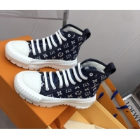 Stylish Louis Vuitton Lv Squad High-top Sneakers in Navy Blue Monogram Denim 022894