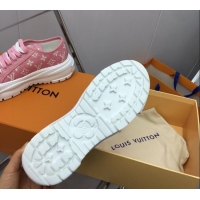 Discount Fashion Louis Vuitton Lv Squad Low-top Sneakers in Pink Monogram Denim 022895