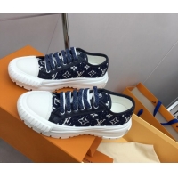 Discount Louis Vuitton Lv Squad Low-top Sneakers in Navy Blue Monogram Denim 022896