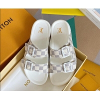 Good Looking Louis Vuitton LV Trainer Flat Slide Sandals in Damier Azur Canvas 0228100