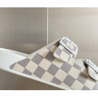 Good Looking Louis Vuitton LV Trainer Flat Slide Sandals in Damier Azur Canvas 0228100