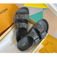 Best Grade Louis Vuitton LV Trainer Flat Slide Sandals in Monogram Eclipse Canvas 0228106