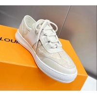 Luxury Louis Vuitton Lous Sneakers in Beige Monogram Denim 228109 